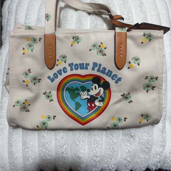 Coach Handbags - Coach x Disney Cream and Brown Love Your Planet Tote